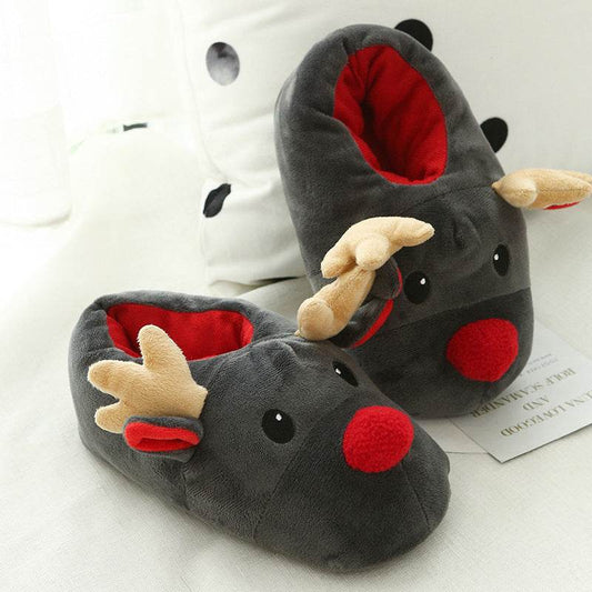 Shop Rudolph with Red Nose Warm Fluffy Slippers - Goodlifebean Plushie | Stuffed Animal