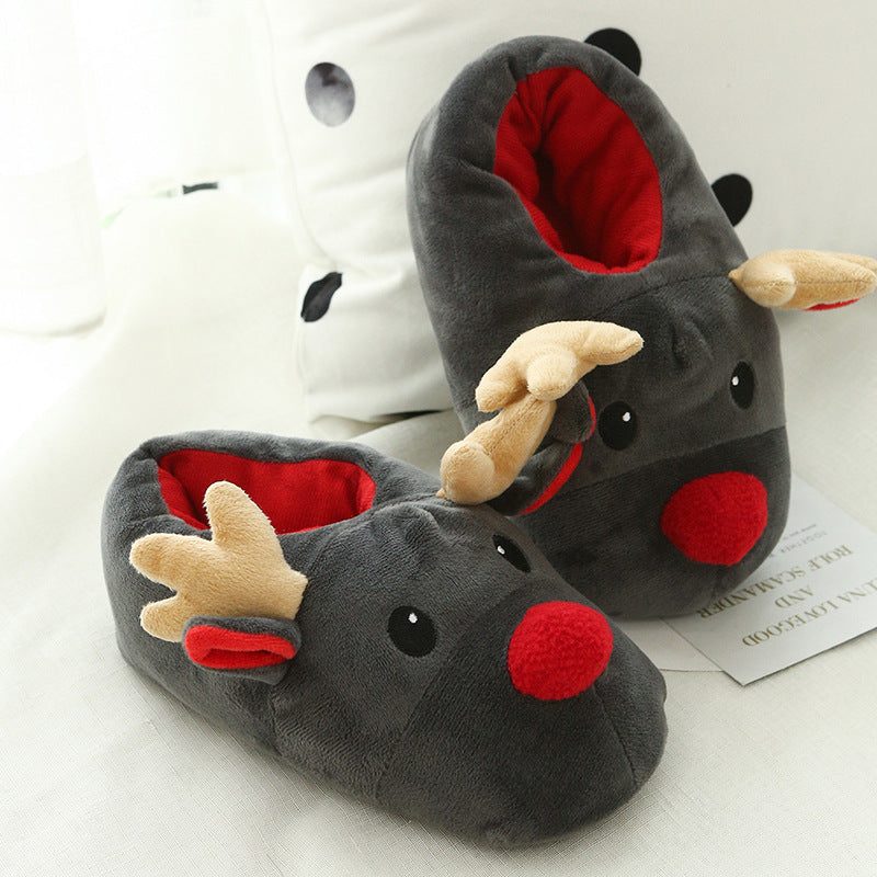 Shop Rudolph with Red Nose Warm Fluffy Slippers - Shoes Goodlifebean Giant Plushies