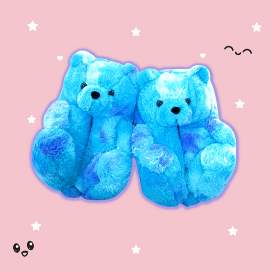 Shop Baby Blue Teddy bear Plush Slippers - Shoes Goodlifebean Plushies | Stuffed Animals