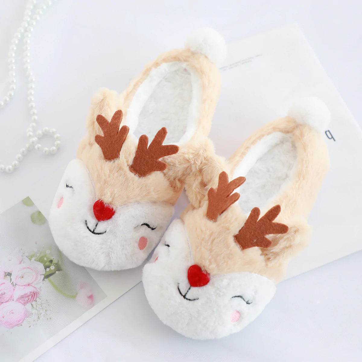 Snugglee Plush Reindeer Rudolf Indoor Slippers - Goodlifebean