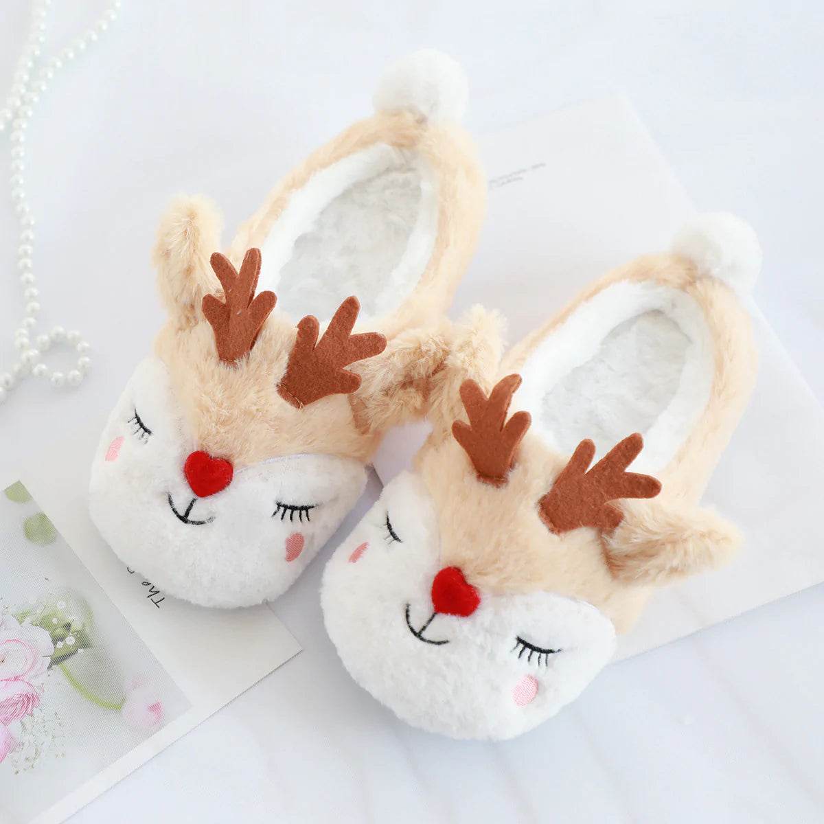 Snugglee Plush Reindeer Rudolf Indoor Slippers - Goodlifebean