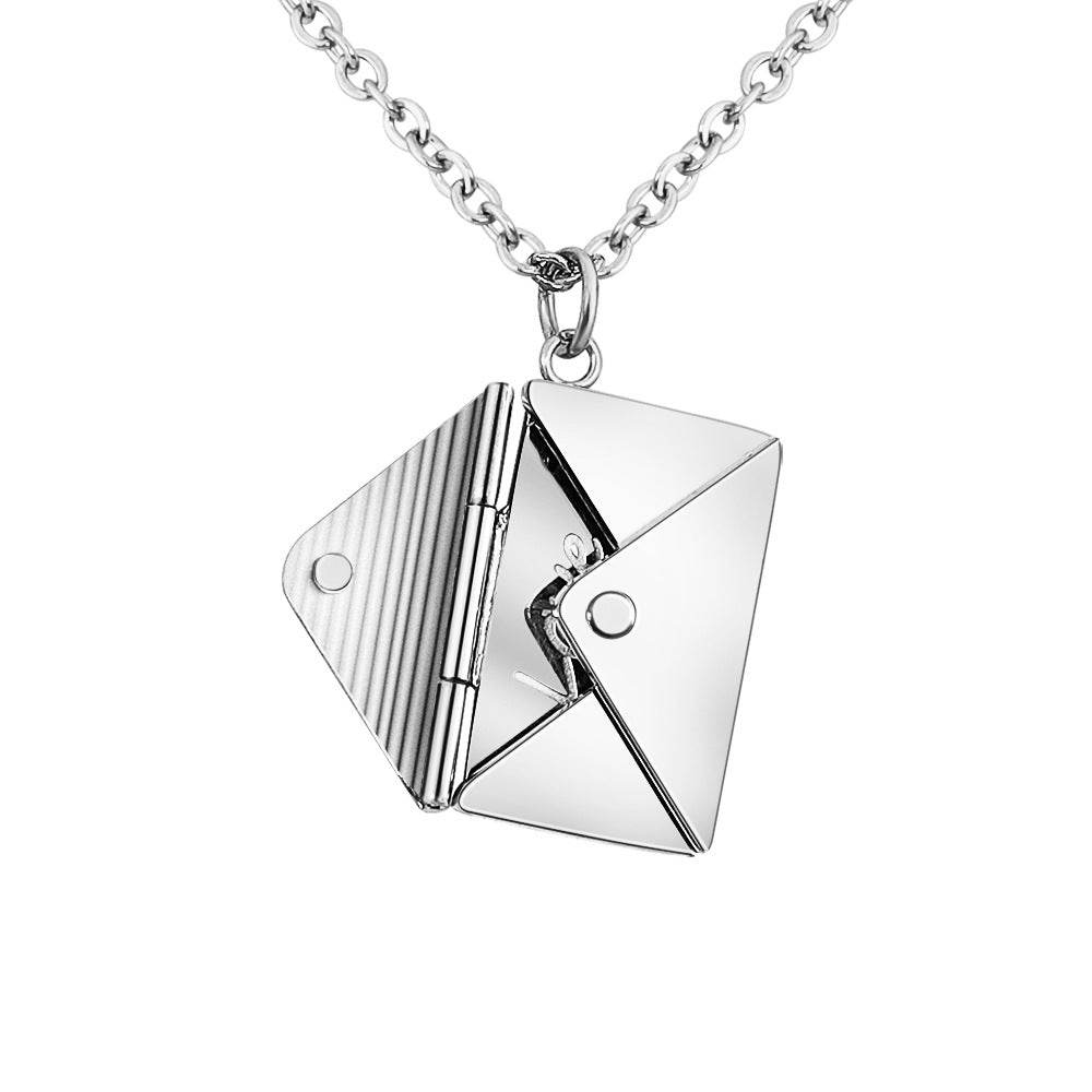 Personalized Sterling Silver Envelope Necklace - Goodlifebean