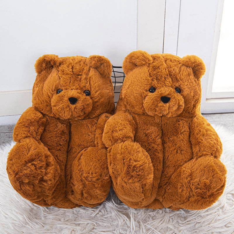 Shop Caramel Brown Teddy Bear Plush Slippers - Shoes Goodlifebean Giant Plushies
