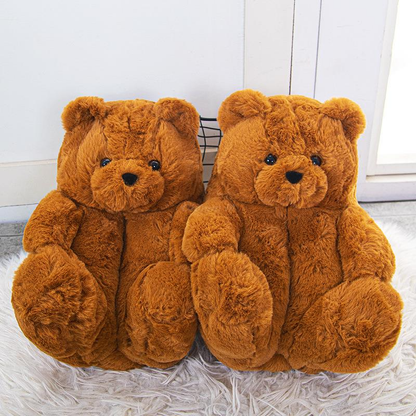 Shop Caramel Brown Teddy Bear Plush Slippers - Shoes Goodlifebean Plushies | Stuffed Animals