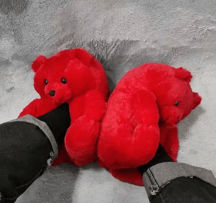 Shop Red Teddy Bear Plush Slippers - Goodlifebean Giant Plushies