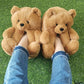 Shop Honey Brown Teddy Bear Plush Slippers - Shoes Goodlifebean Giant Plushies