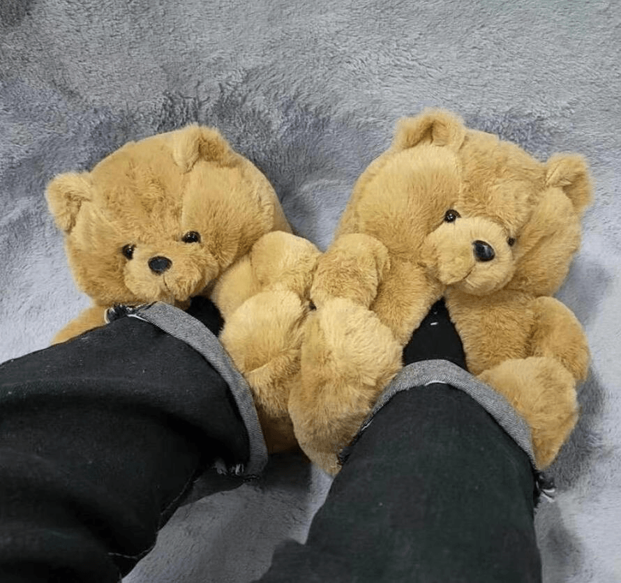 Shop Honey Brown Teddy Bear Plush Slippers - Shoes Goodlifebean Plushies | Stuffed Animals