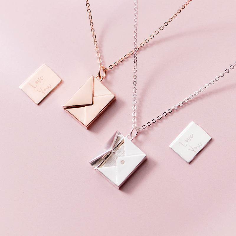 Personalized Sterling Silver Envelope Necklace - Goodlifebean
