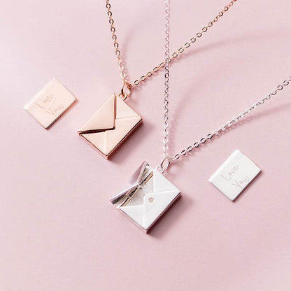 Personalized Sterling Silver Envelope Necklace - Goodlifebean