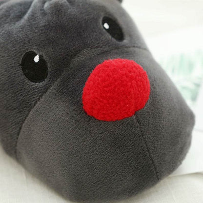 Rudolph with Red Nose Warm Fluffy Slippers - Goodlifebean