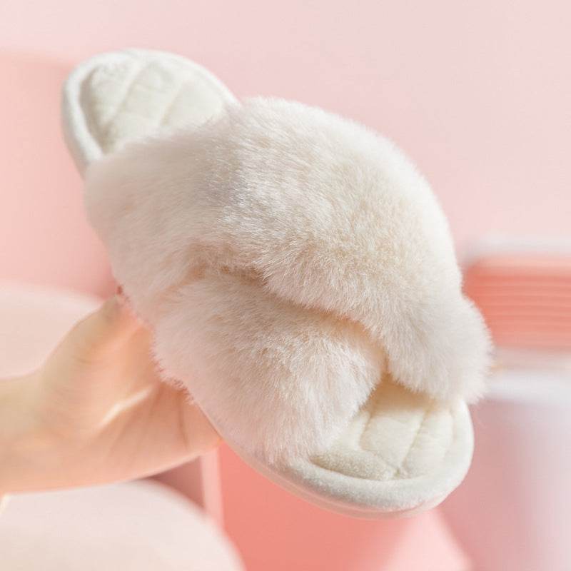 Comfy Cross-Strap Plush Indoor Slippers - Goodlifebean