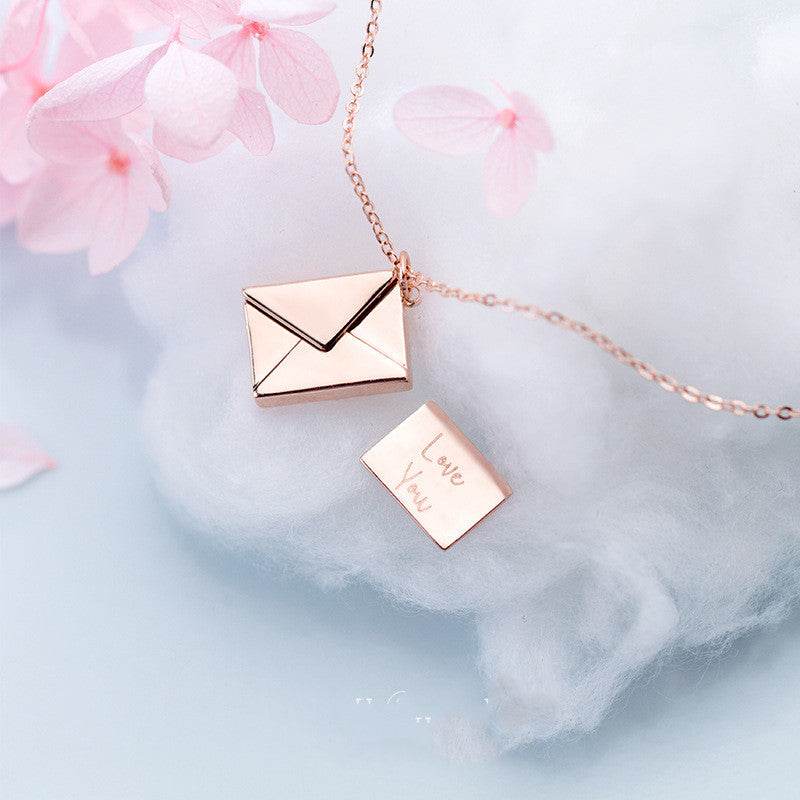 Personalized Sterling Silver Envelope Necklace - Goodlifebean