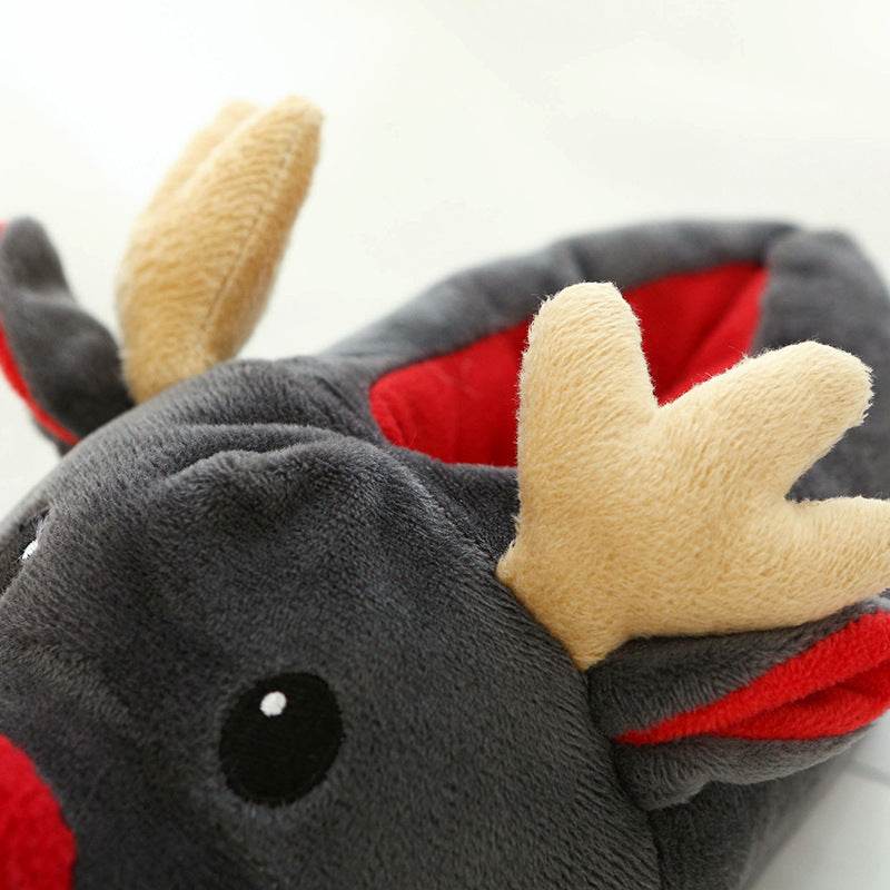 Rudolph with Red Nose Warm Fluffy Slippers - Goodlifebean