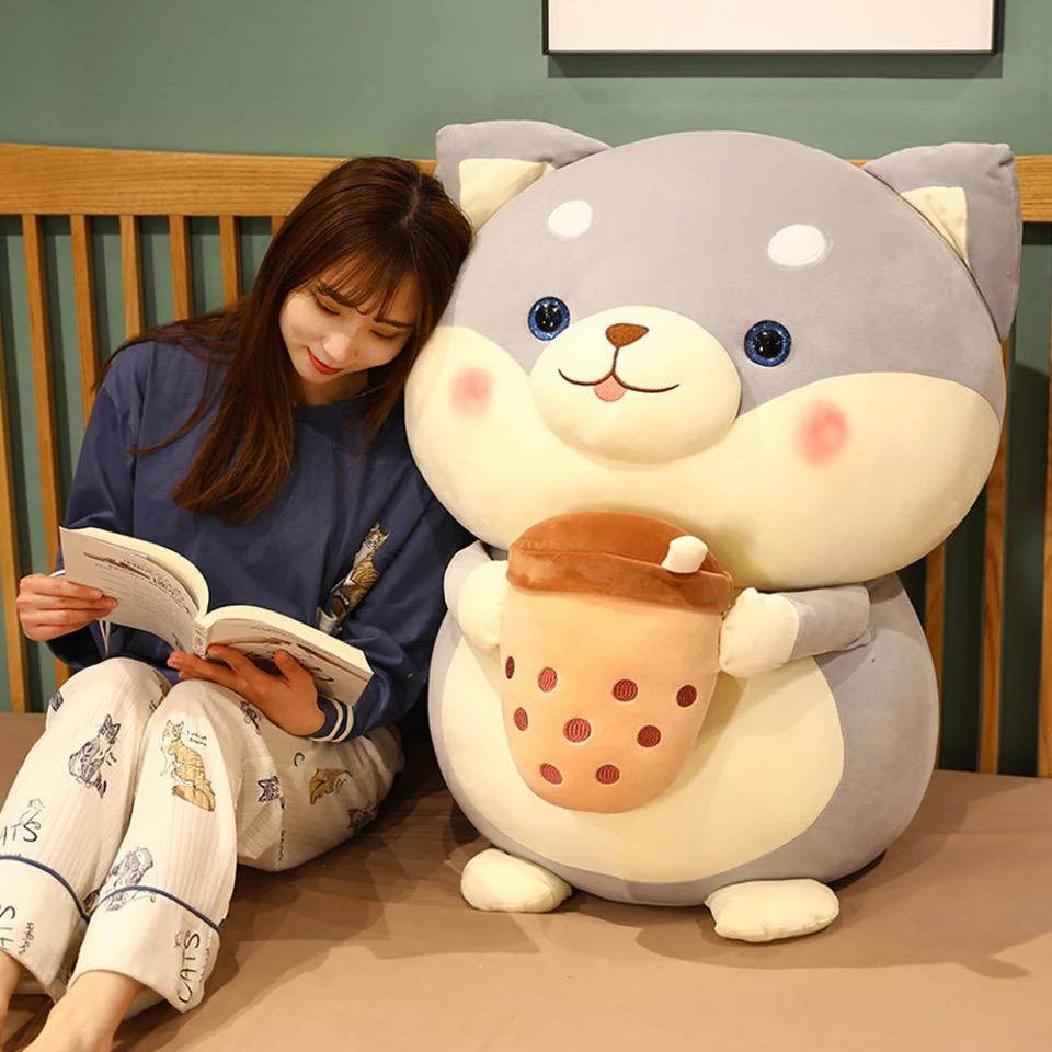 Bubble Tea Shiba Dog Plush | Boba Stuffed Animal Plushie - Goodlifebean