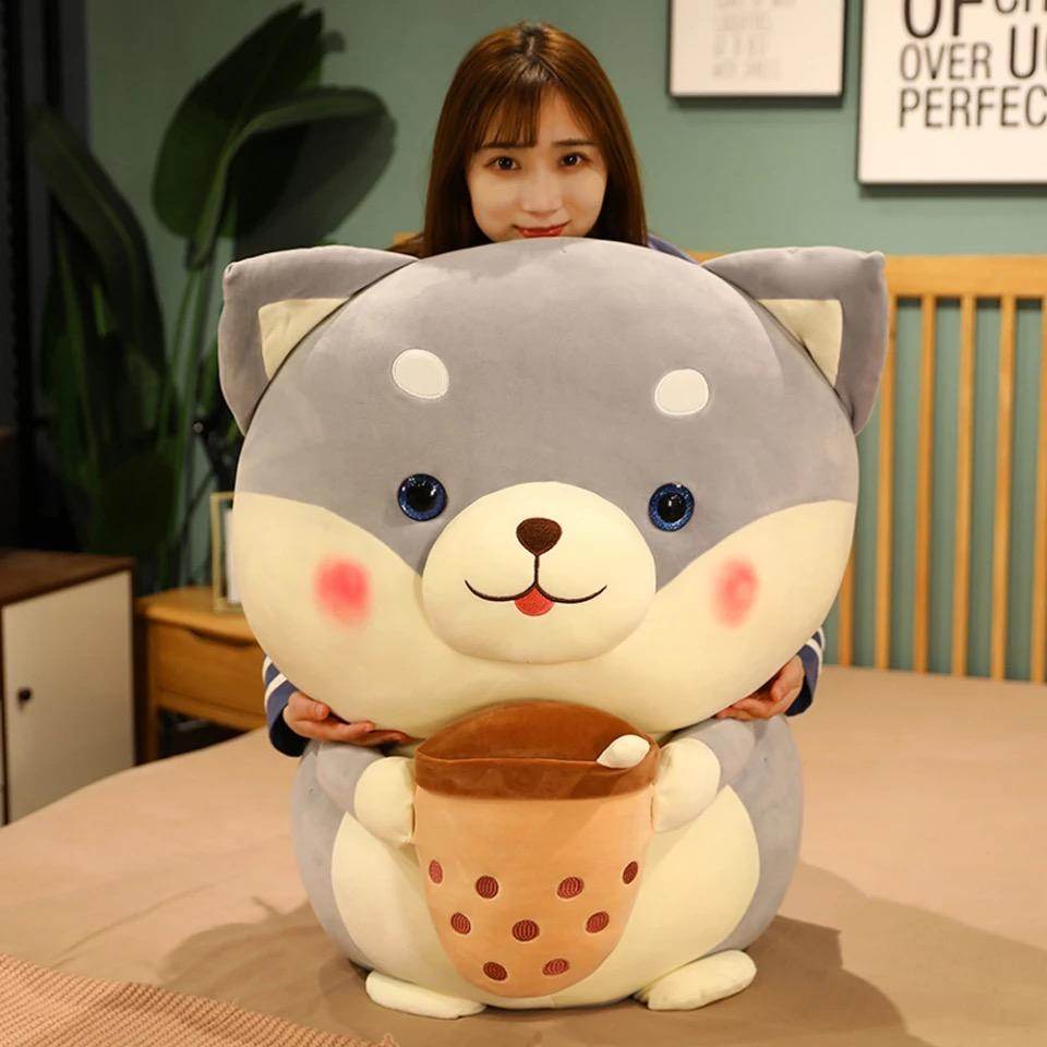Bubble Tea Shiba Dog Plush | Boba Stuffed Animal Plushie - Goodlifebean