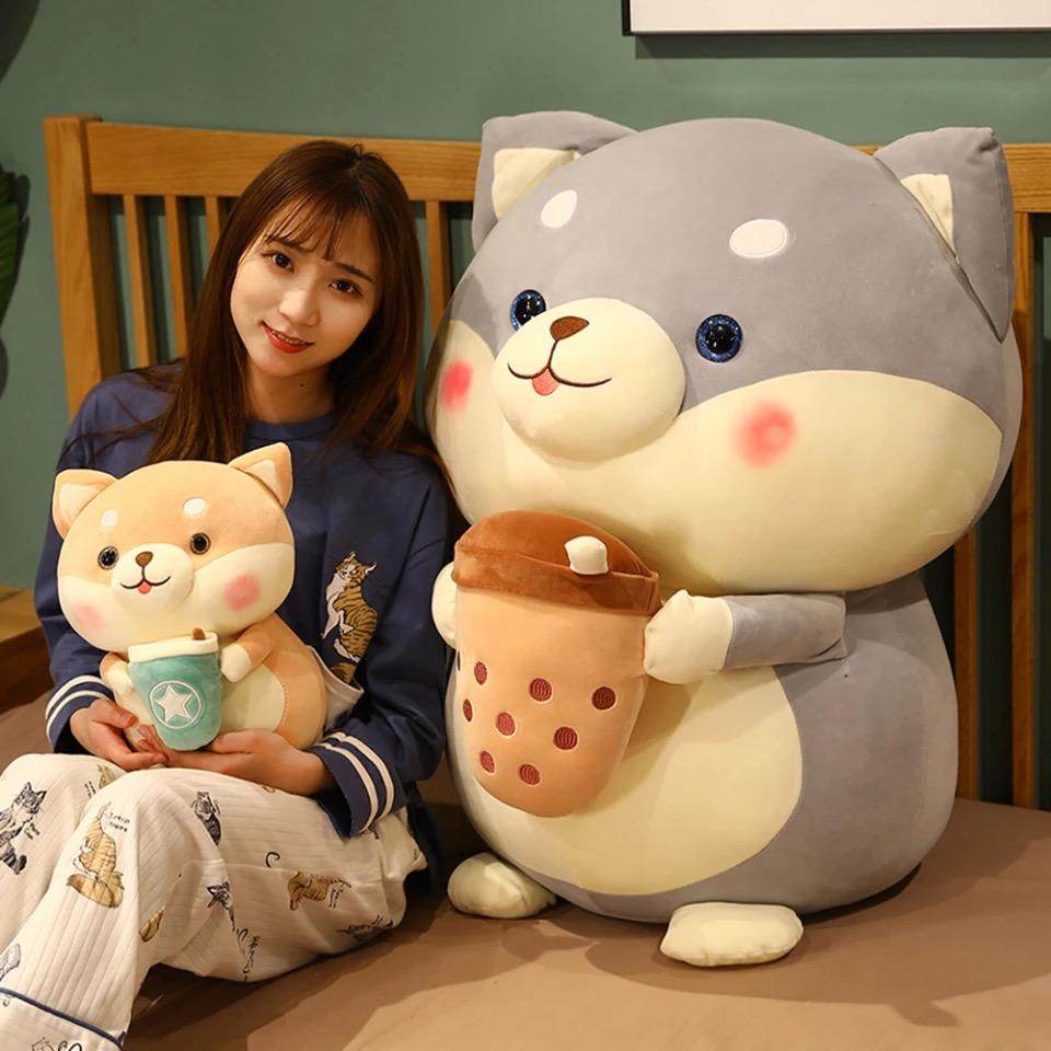 Bubble Tea Shiba Dog Plush | Boba Stuffed Animal Plushie - Goodlifebean