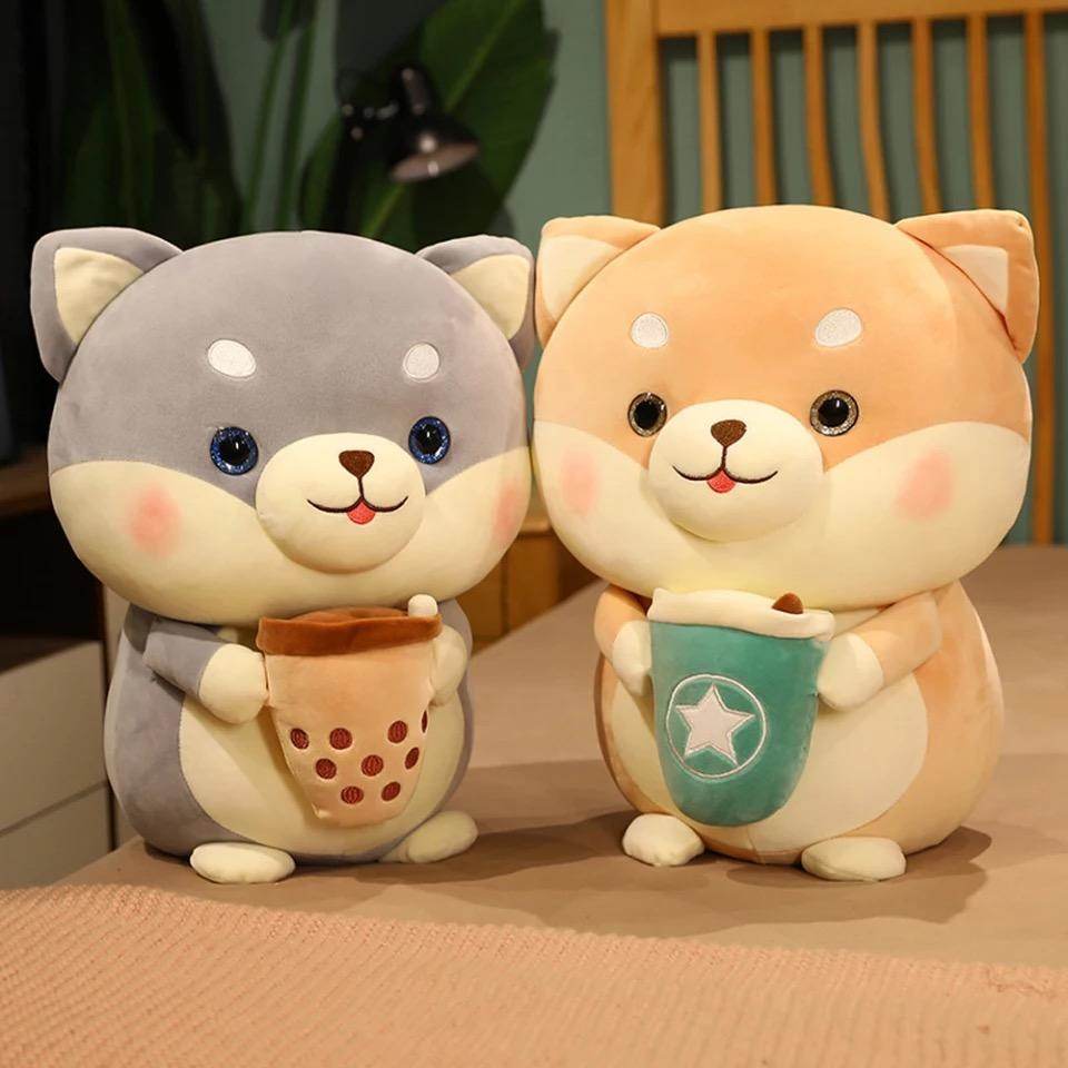 Bubble Tea Shiba Dog Plush | Boba Stuffed Animal Plushie - Goodlifebean