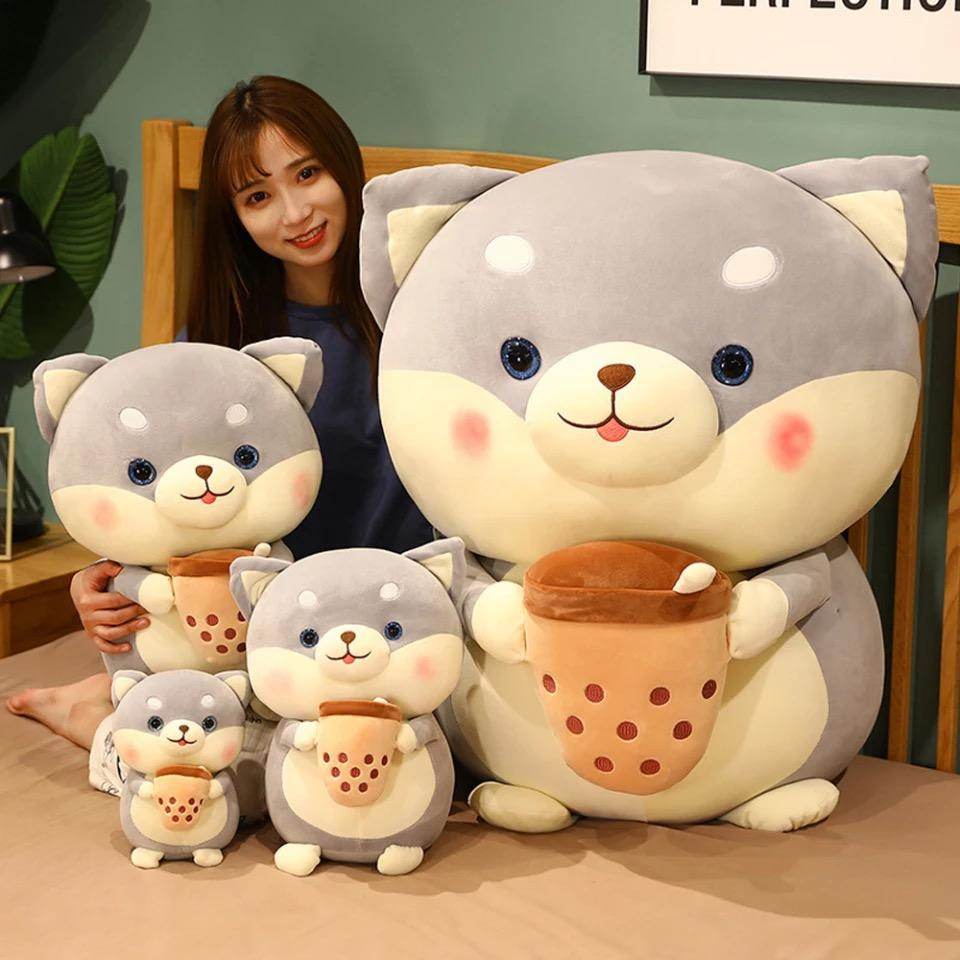Bubble Tea Shiba Dog Plush | Boba Stuffed Animal Plushie - Goodlifebean